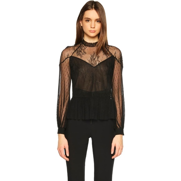 Bardot Tops - 🎉HP🎉 [bardot] nwot gauzy lace peplum blouse